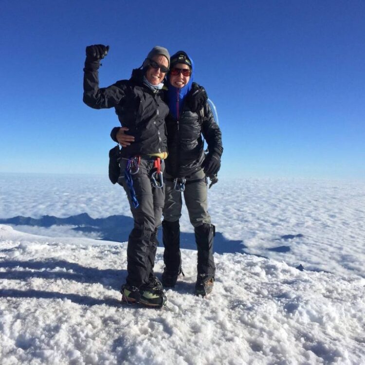Thaïsa Way and her daughter at the summit of Mt. Rainier